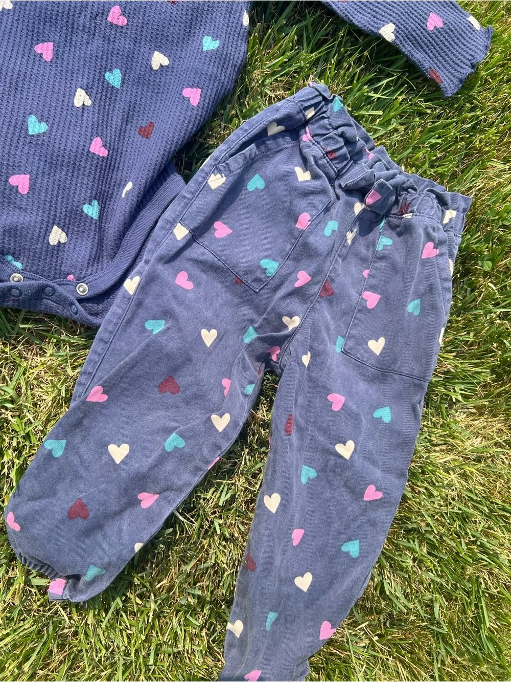 Purple Heart Print Baby Two-Piece Set